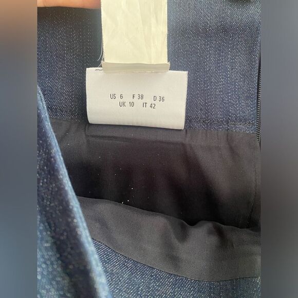 Akris Punto Pencil Skirt Size 6 Denim Dark Blue Lined Pocket - Picture 7 of 16